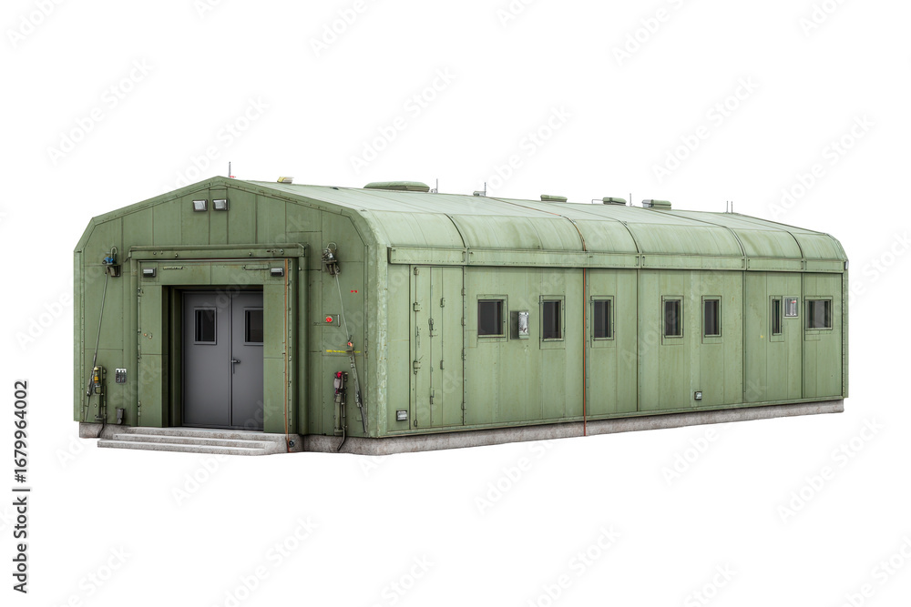 Fototapeta premium Green Military Field Shelter on Transparent Background