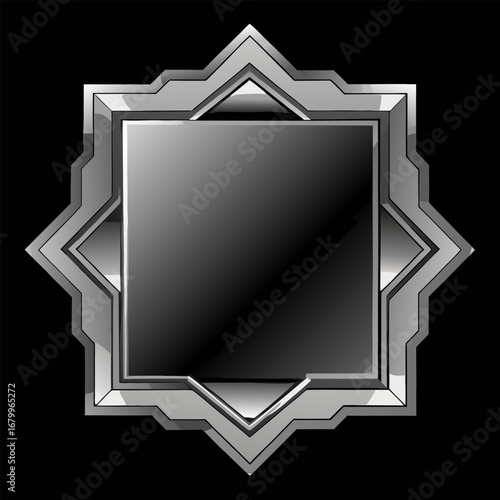 Silver Shield on Black Background