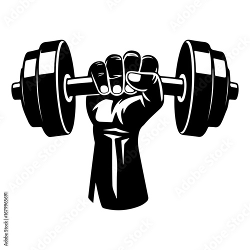 A strong, clenched fist firmly gripping a barbell in a dynamic, upward motion.