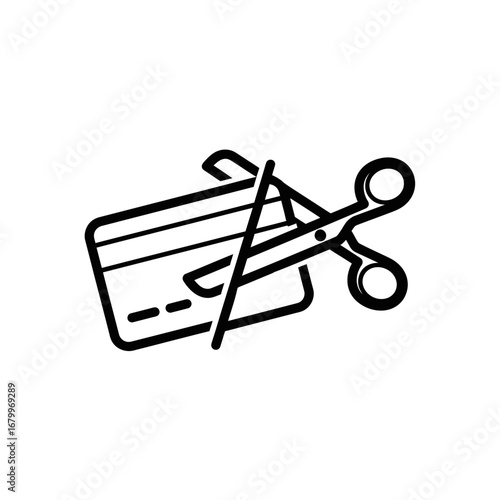 Credit Card Cut with Scissors Icon for Financial Management  