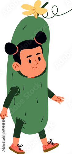 Girl in Cucumber Costume
