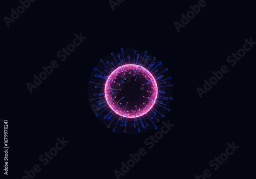 Glowing Abstract Sphere: Pink Core and Blue Outer Layer.