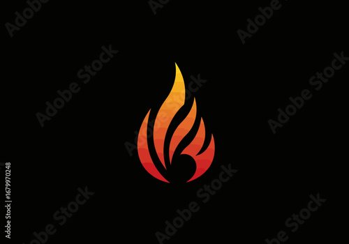 Stylized Flame Logo with Orange and Yellow Gradients.