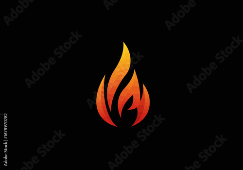 Stylized Flame Icon: Energy Passion and Transformation.