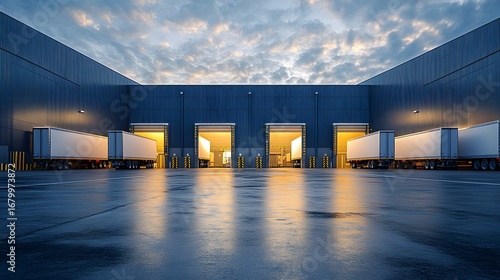 Warehouse loading docks with trailers for logistics and supply chain management optimization solutions services