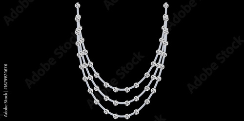 Stunning Diamonds Chain Necklace Antique Jewelry Vector Illustration.	