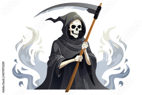 Grim Reaper with Scythe Halloween Illustration