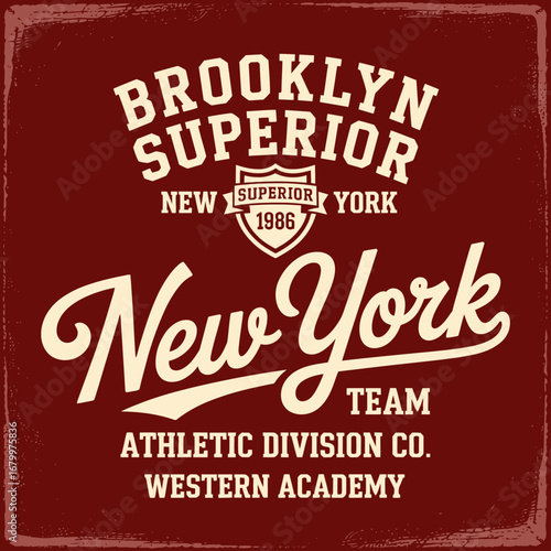 Stylish logo design featuring Brooklyn's superior athletic branding, capturing the spirit of team sports with a timeless vintage style and bold typography.