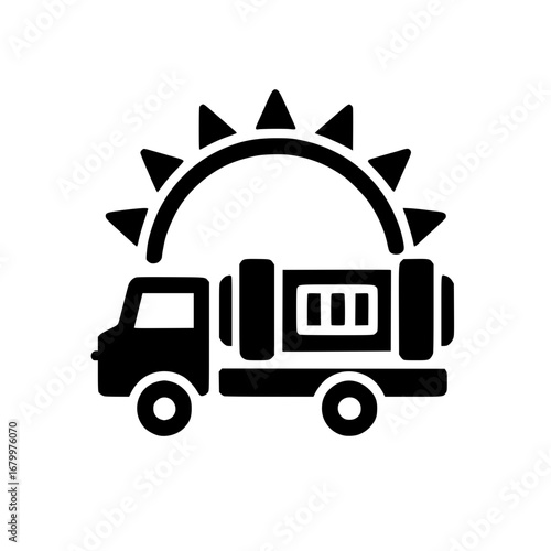Isolated solar energy delivery truck glyph icon

