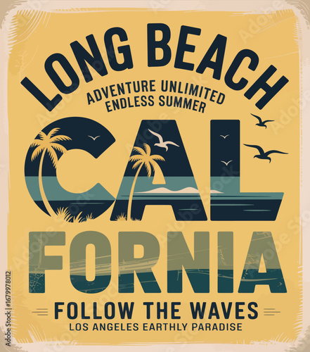 This eye-catching image showcases the allure of California's beaches, featuring palm trees and a vibrant sunset, embodying the spirit of adventure and relaxation all year round.