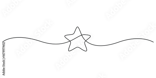 Continuous one editable line drawing of Christmas stars. Star icon, minimalistic vector illustration