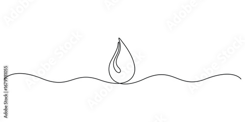 Single line drawing of blood drop isolated on white background, blood drop icon one line drawing, continuous line art drawing of blood drop, One line drawing of water drop. Pro vector