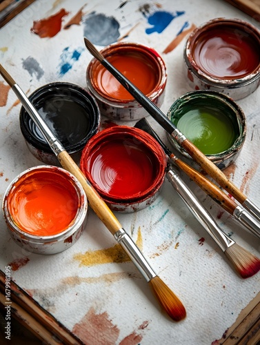 Vibrant Artist Studio: Explore Tools and Materials for Colorful Acrylics Painting