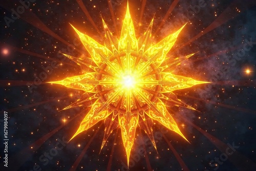 Intricate golden sunburst, radiating celestial light, embodying divine power and eternal wealth Perfect for religious, fantasy, or luxury branding , magical, element, heavenly