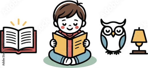 Storytime and Literacy Icon Pack Hand-Drawn Outline Vector Collection for Kids and Families