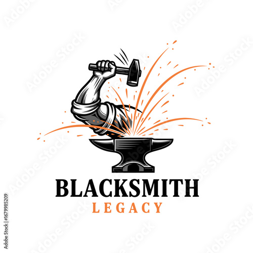 Blacksmith Legacy logo.  A powerful image of a blacksmith forging metal.