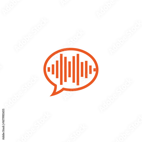 Orange voice message icon.  Sound wave in speech bubble.