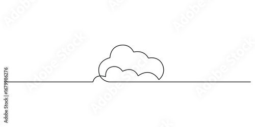 Cloud in one continuous line drawing, Cloud in the sky single line illustration. Cloud continuous one line drawing. Isolated on white background vector illustration
