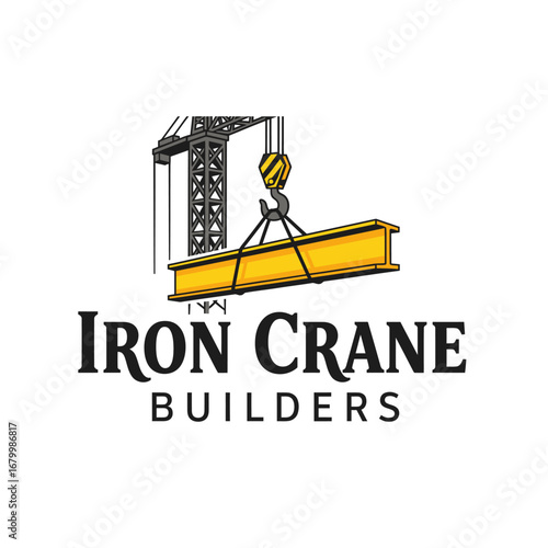 Iron Crane Builders logo featuring a crane lifting a steel beam.