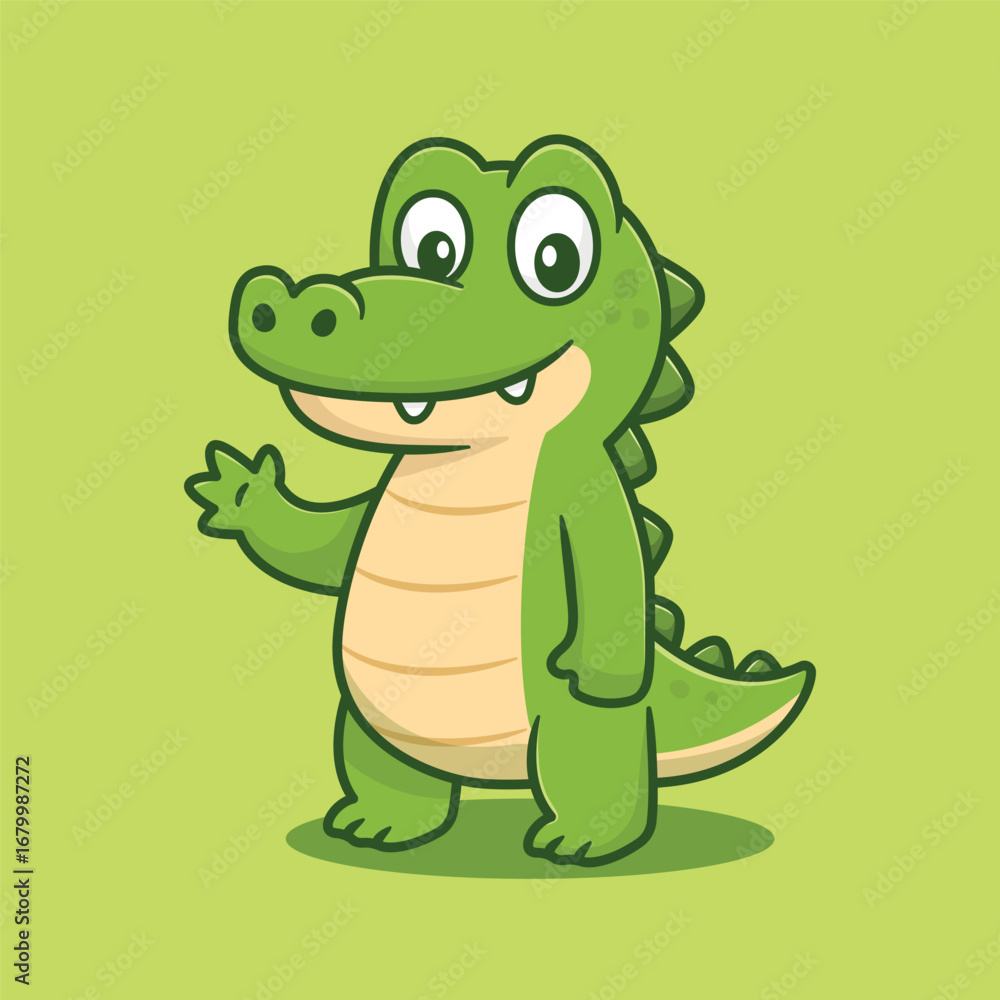 Obraz premium cute cartoon a crocodile. adorable cartoon crocodile flat design