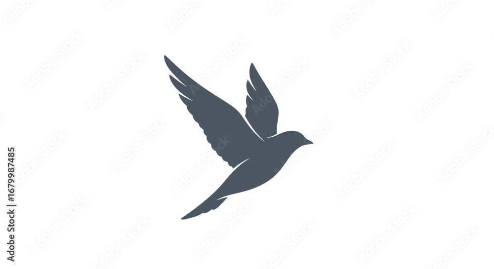 Obraz premium A bird in flight with wings spread, depicted in a minimalist style.