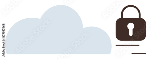 Cloud and padlock combination representing cybersecurity, data privacy, secure cloud storage, and network protection. Ideal for data security, encryption, digital safety, online privacy, cloud