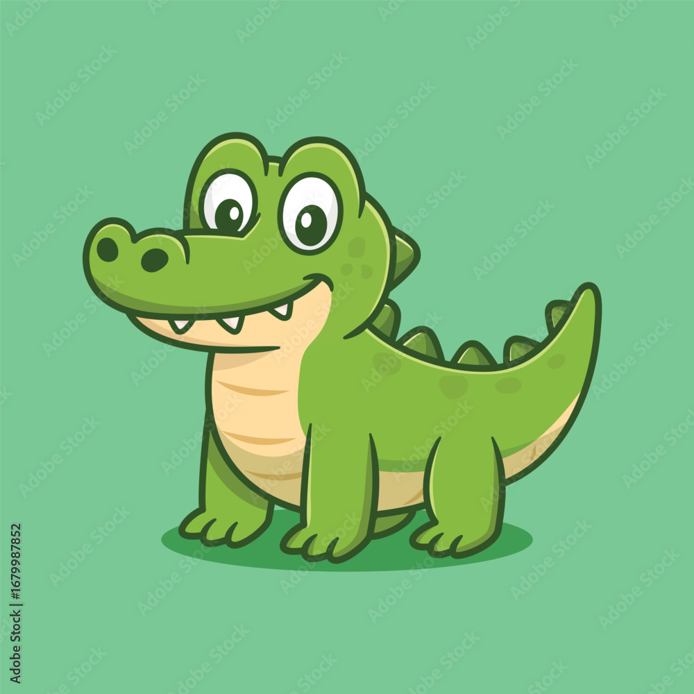 Obraz premium adorable cute cartoon animal. cartoon crocodile simple design.