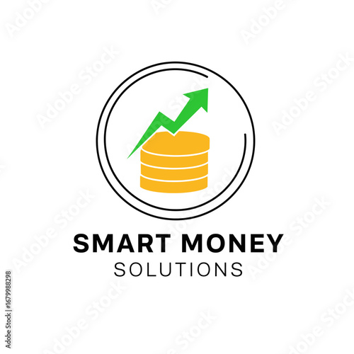 Smart Money Solutions logo featuring a stack of coins and an upward arrow, symbolizing financial growth.