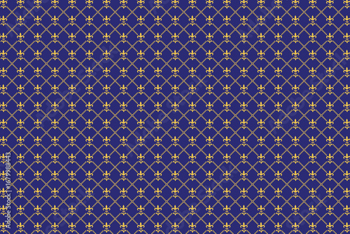 Blue and white geometric diamond pattern fabric texture, a seamless vector illustration with a retro vintage feel