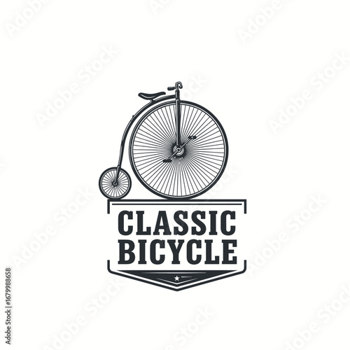 Vintage bicycle logo design featuring a classic penny-farthing bike.  Perfect for retro brands.