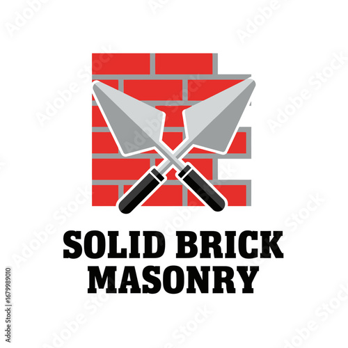Logo for Solid Brick Masonry featuring crossed trowels and a brick wall.