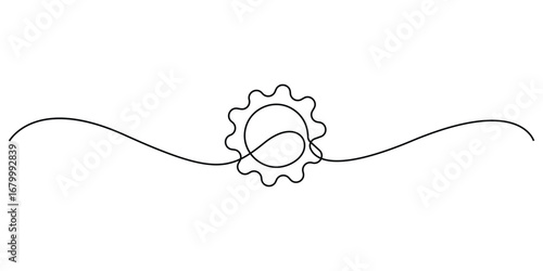 Single line drawing setting icon vector illustration