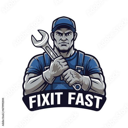A strong mechanic logo design.  Fixit Fast.