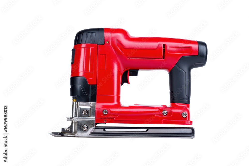 Fototapeta premium Red Nail Gun Power Tool on Transparent Background