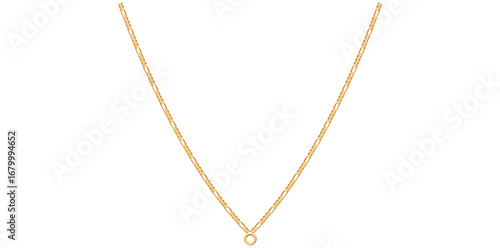 Stunning Golden Chain Isolated On White Background, Antique Jewelry Vector Illustration.	