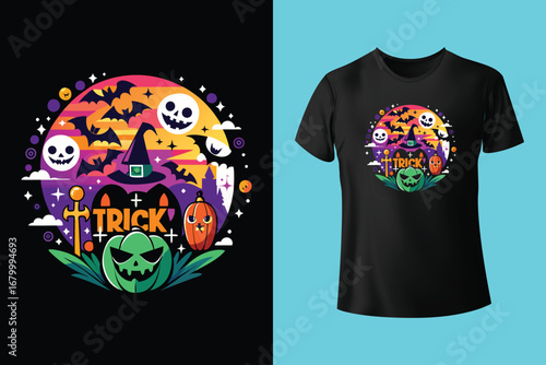 Malevolent Halloween Image with Hand-Drawn Reflection