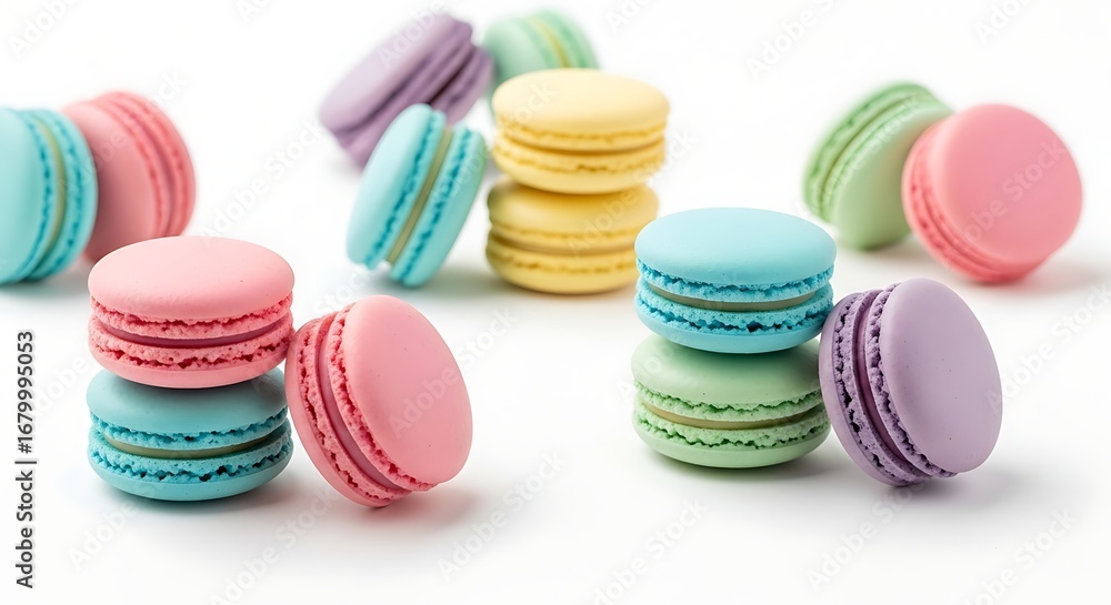 Obraz premium Colorful assortment of delicious macarons, perfect for a sweet treat