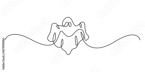 Continuous one line drawing of a ghost vector illustration