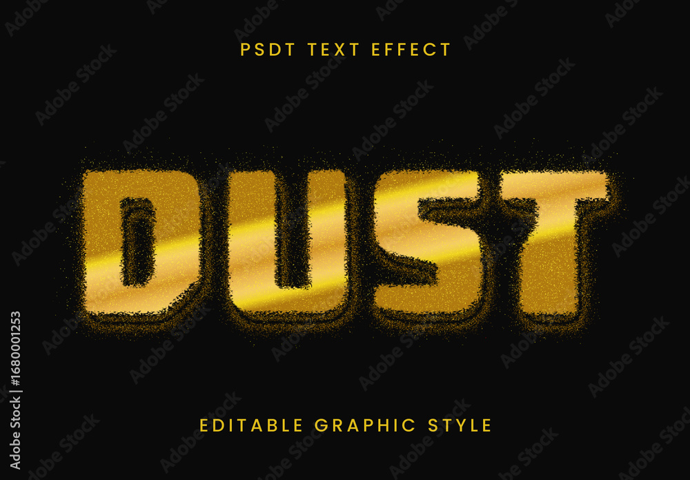 Gold Color Letters Example Using Luster Dust Gold And Black Golden Shimmer Sand Font Dust Particle Text Effect Stock ...
