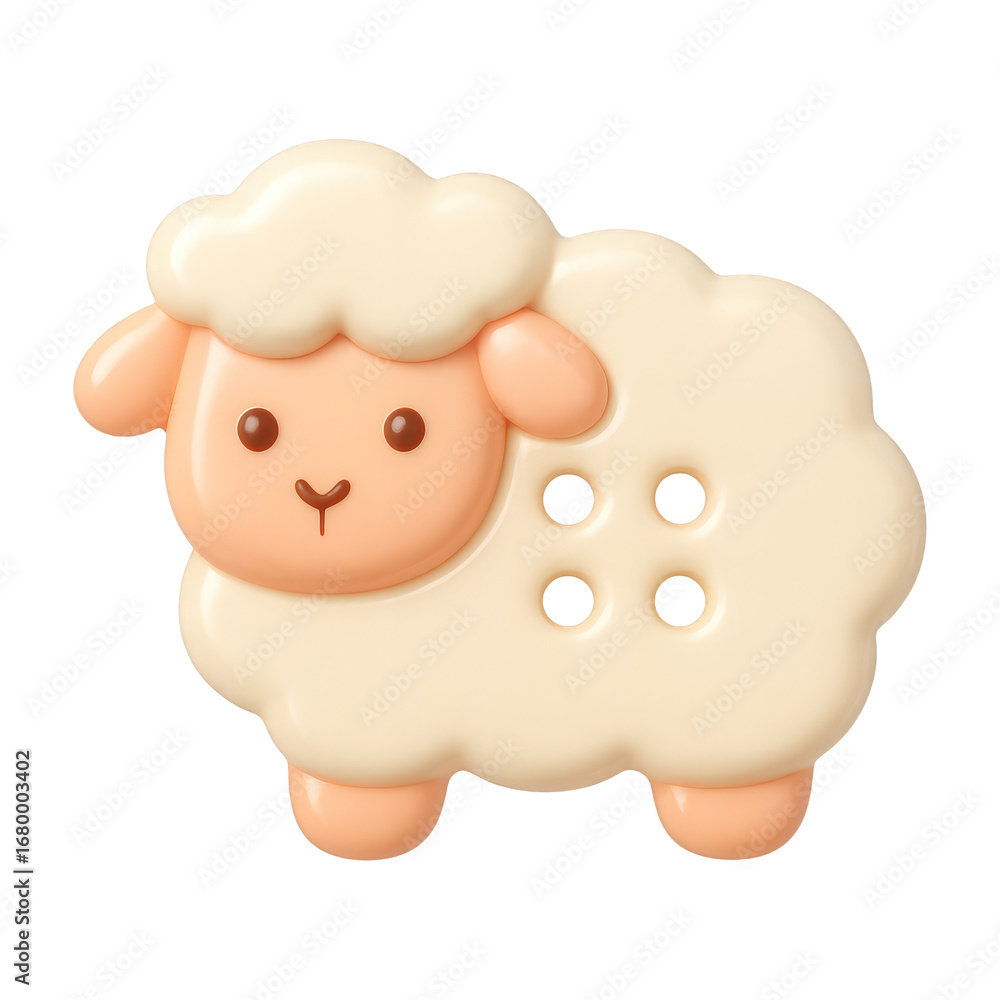 Obraz premium PNG Cute cartoon sheep button illustration.