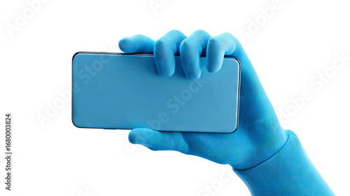 Hand Holding Smartphone on transparant background	