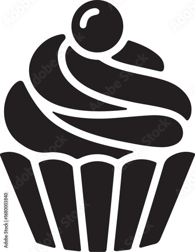 Swirl frosted cupcake with cherry topping dessert sweet