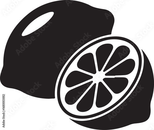 Whole and sliced citrus fruit with segmented interior lemon lime