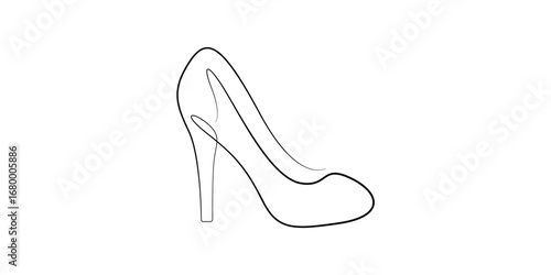 Continuous one line drawing of high heel shoe. Single line art of shoes high heel. Female fashion concept vector illustration