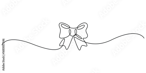 Bow tie one continuous line drawing. Abstract black and white minimal one line art style vector illustration