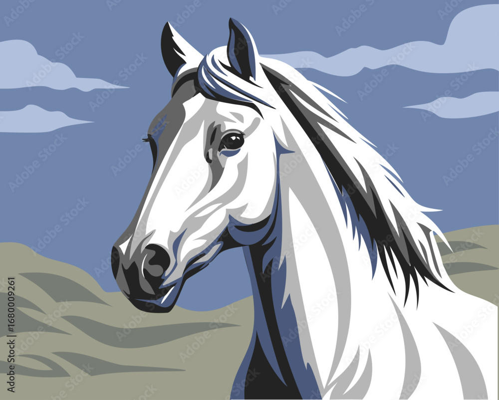 Obraz premium Vector horse located in a desert landscape