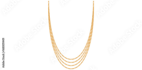 Stunning Golden Chains Isolated On White Background, Antique Jewelry Vector Illustration.	