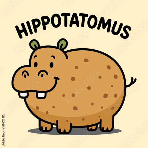 Funny Cartoon Illustration of a Potato Shaped Like a Hippopotamus – Hippotatomus