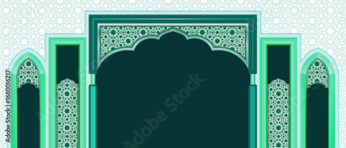 Φωτογραφία Islamic architectural design with intricate arches and decorative patterns