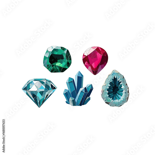 Precious Gemstones Assortment Sparkle Luxury Wealth Prosperity Isolated Transparent Background